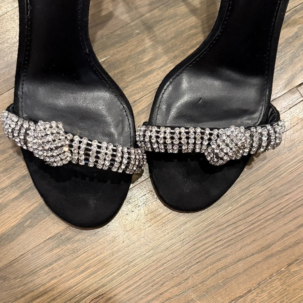 Express Elegant Black Heels with‎ Sparkling Rhinestones size 9